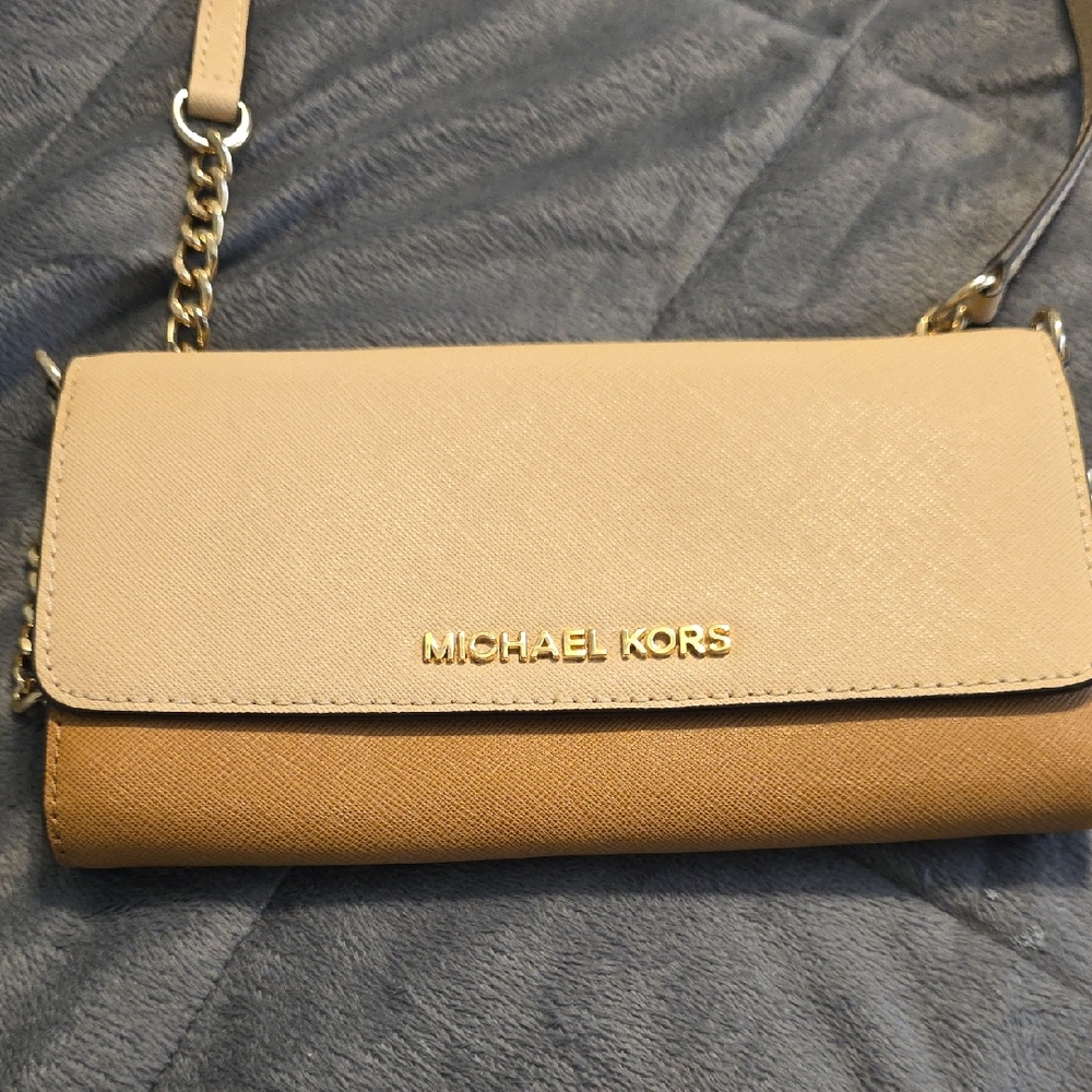 Michael Kors Beige and Brown Crossbody Bag